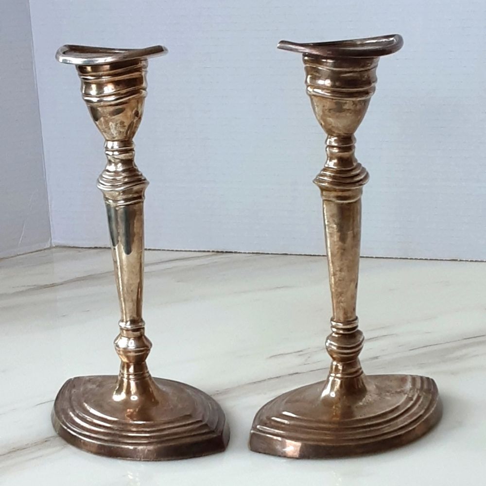 Sheffield Styled VTG Sterling Silver Plated Georgian Candlesticks